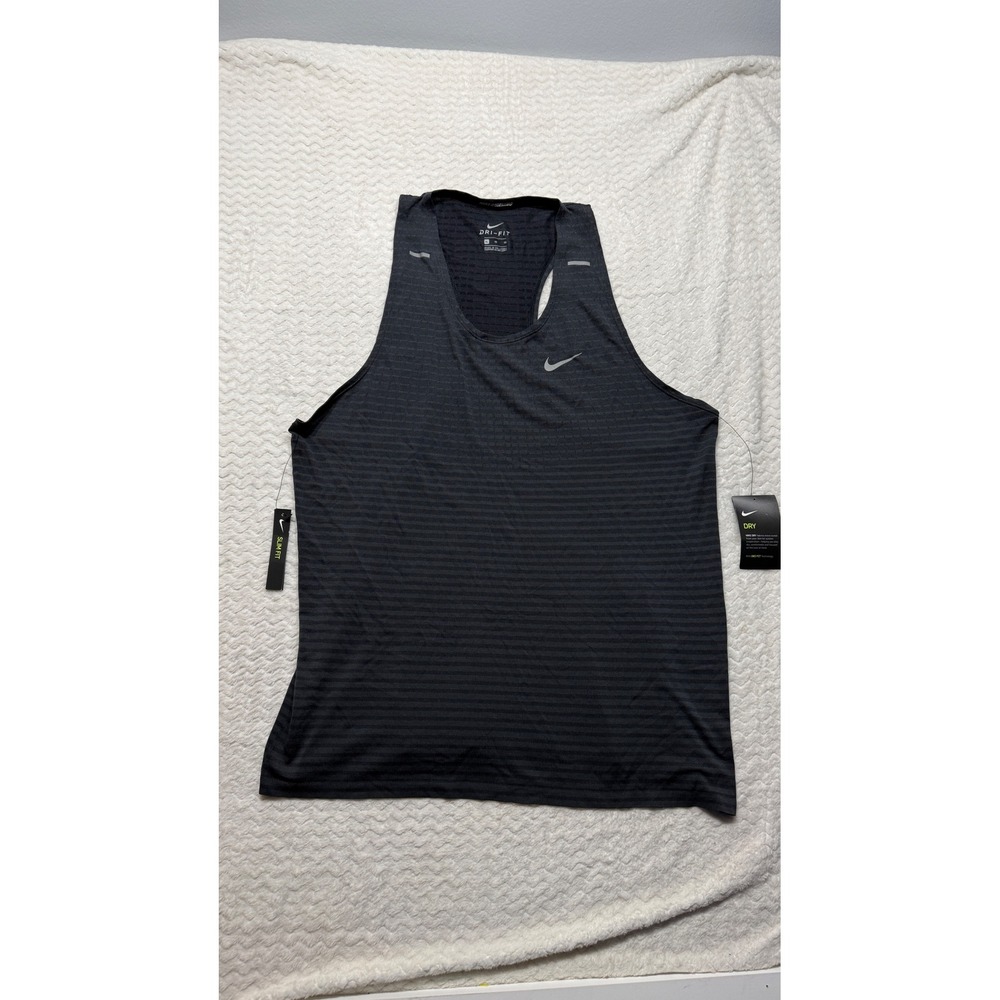 Nike Running Dri-FIT Miler Tank Top Mens XL Black Slim Fit CJ5427-010 NEW